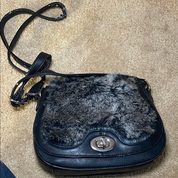 Faux Fur Black Shoulder Bag - Picture 2 of 4